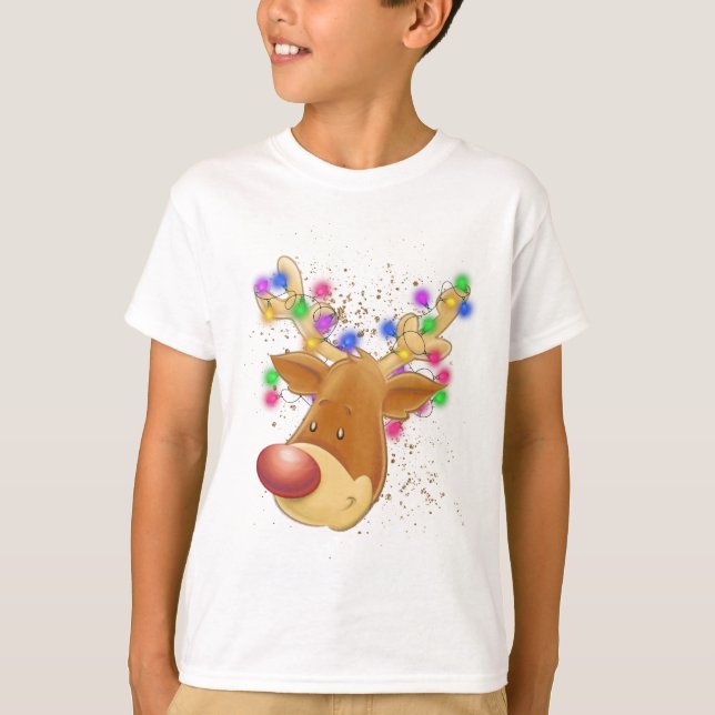 Rentier in Lights-T - Shirt (Vorderseite)