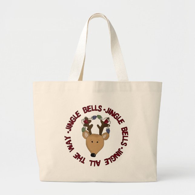Rentier Jingle Bells Tshirts und Geschenke Jumbo Stoffbeutel (Vorne)