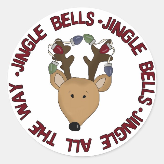 Rentier Jingle Bells Tshirts und Geschenke Runder Aufkleber (Vorderseite)