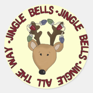 Rentier Jingle Bells Tshirts und Geschenke Runder Aufkleber