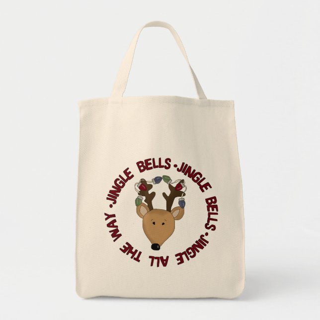 Rentier Jingle Bells Tshirts und Geschenke Tragetasche (Vorne)