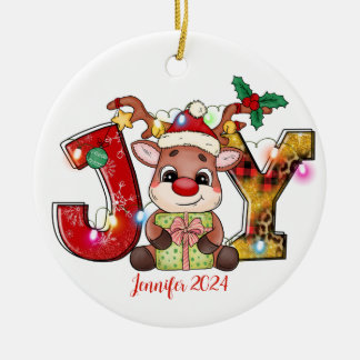 Rentier JOY Christmas Keramik Ornament