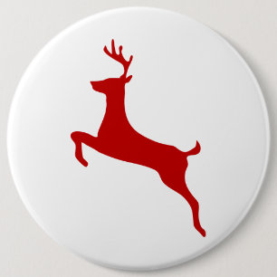 Rentier Jump Weihnachts Rote Silhouette Golf Balls Button