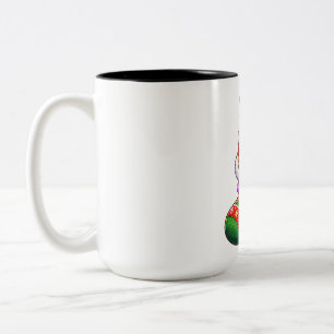 Rentier Katze in Weihnachtsstrumpf Zweifarbige Tasse