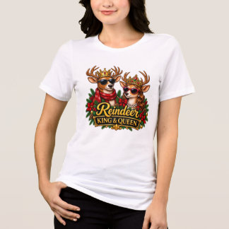 Rentier König und Königin Süßes Weihnachtspaar Hol Tri-Blend Shirt