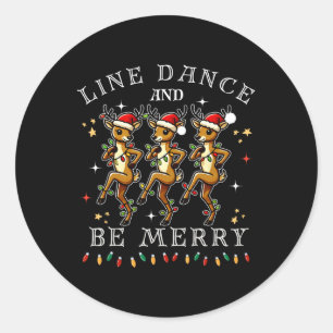 Rentier Line Tanz und sei froh Weihnachten festlic Runder Aufkleber
