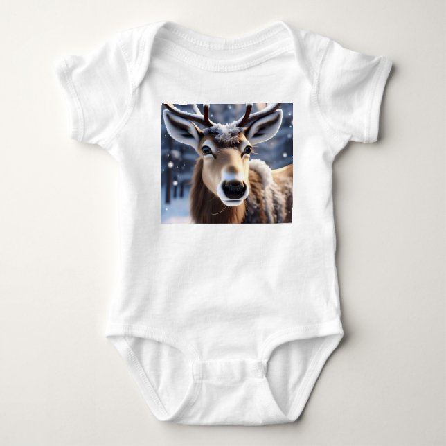 Rentier Magic: Nahes Up von Santas Loyal Companion Baby Strampler (Vorderseite)