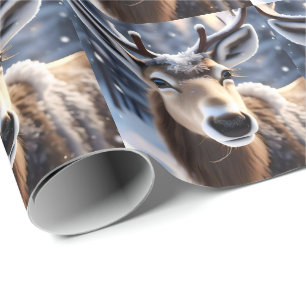 Rentier Magic: Nahes Up von Santas Loyal Companion Geschenkpapier