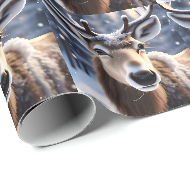 Rentier Magic: Nahes Up von Santas Loyal Companion Geschenkpapier (Rolleneckpunkt)
