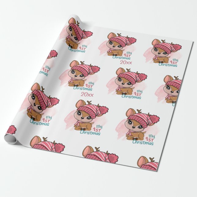 Rentier, meine ersten Weihnachten Geschenkpapier (Ungerollt)