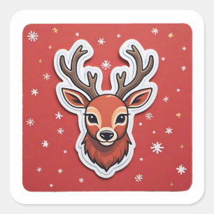 Rentier mit Antlers Quadratischer Aufkleber