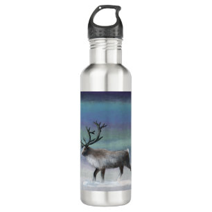 Rentier mit blauen Farbtönen Edelstahlflasche