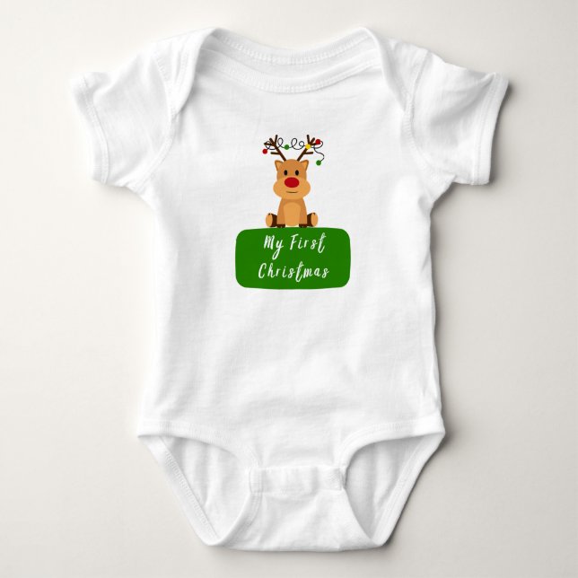 Rentier mit den Weihnachtsbeleuchtung meine ersten Baby Strampler (Vorderseite)