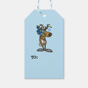 Rentier mit Dreidel Chrismukkah-Giftmarke Geschenkanhänger