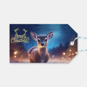 Rentier mit fröhlichem Weihnachtsgrüßen Geschenkanhänger