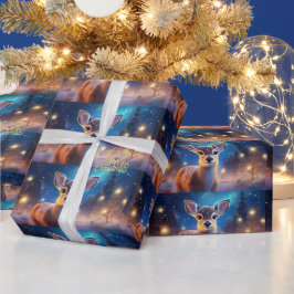 Rentier mit fröhlichem Weihnachtsgrüßen Geschenkpapier