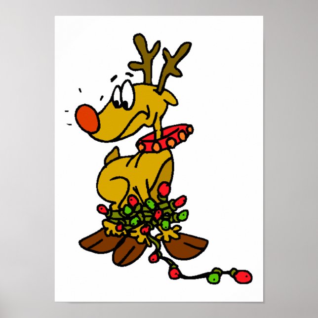 Rentier mit Licht Poster (Vorne)