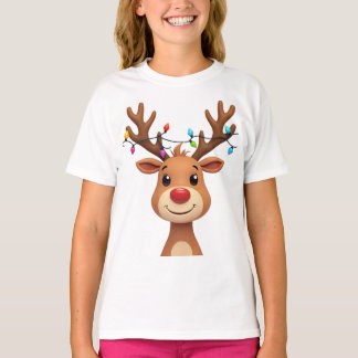 Rentier mit Weihnachtsleuchten T-Shirt