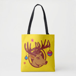 Rentier mit Weihnachtsschmuck + Ihre Idee Tasche