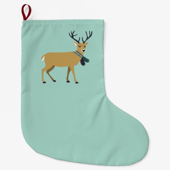 Rentier mit Winterschlaf (Weihnachtstier) Großer Weihnachtsstrumpf (Vorderseite)