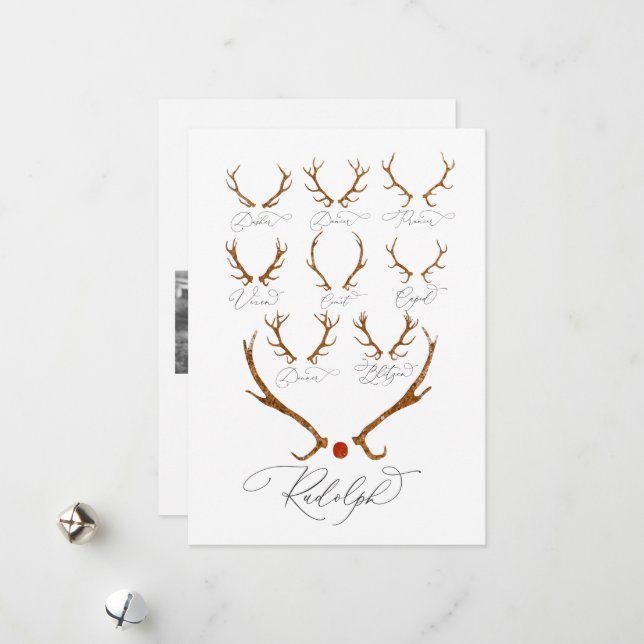 Rentier Names Multi-Foto Weihnachten (Vorderseite/Rückseite Beispiel)