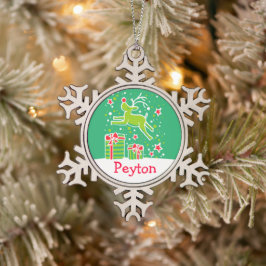Rentier nennt Schneeflocken Weihnachtsschmuck Zinn-Ornament