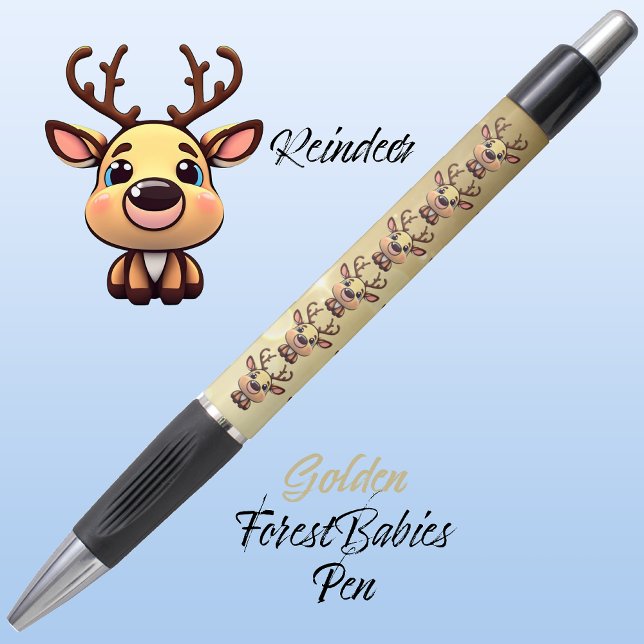 Rentier Niedlich Funny Deer Woodland Animal Gold � Kugelschreiber (Cute Whimsical Reindeer  Deer Antlers Animal Doe Cartoon Graphic, Gold Fawn ForestBabies Pen 🦌)