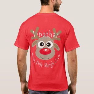 Rentier North Pole Sleigh Crew Spaß Weihnachten T-Shirt
