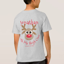 Rentier North Pole Sleigh Crew Weihnachten Grau T-Shirt