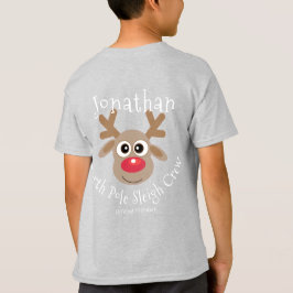 Rentier North Pole Sleigh Crew Weihnachtsgrün T-Shirt