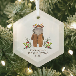Rentier Outfit Baby's 1. Weihnachtsdekoration Ornament Aus Glas