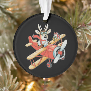 Rentier-Pilot-Weihnachten-Aviator-Flugzeug-Weihnac Ornament
