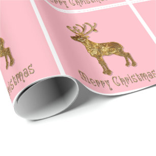 Rentier Pink Weihnachtsglanz Geschenkpapier