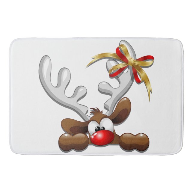Rentier Puzzled Weihnachtsmann Badematte (Vorderseite)
