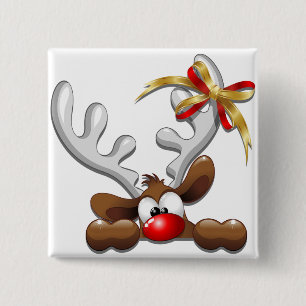 Rentier Puzzled Weihnachtsmann Button