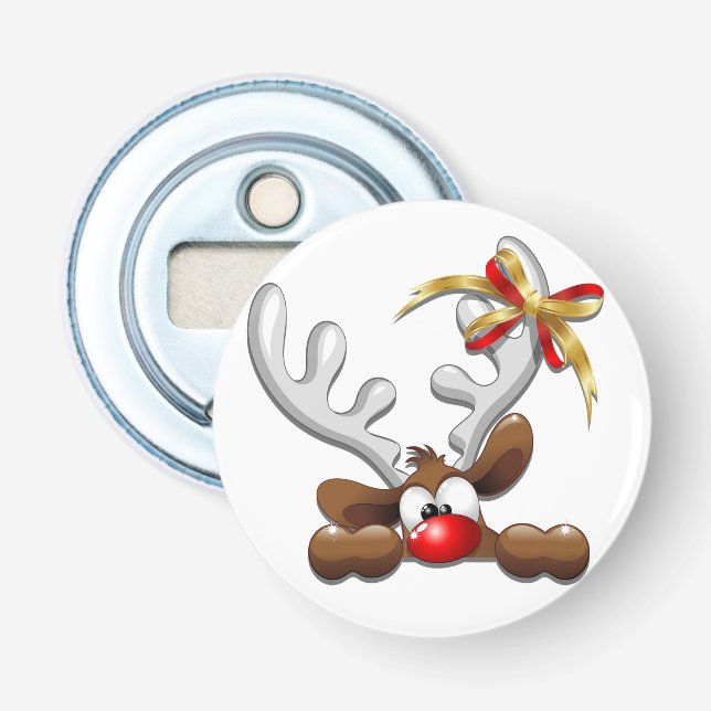Rentier Puzzled Weihnachtsmann Flaschenöffner (Vorderseite)