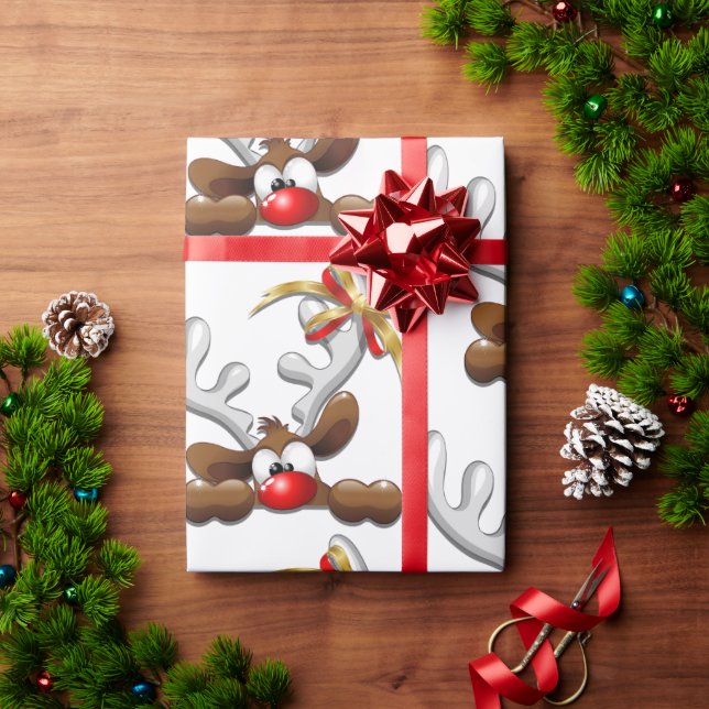 Rentier Puzzled Weihnachtsmann Geschenkpapier (Feiertagsgeschenk)