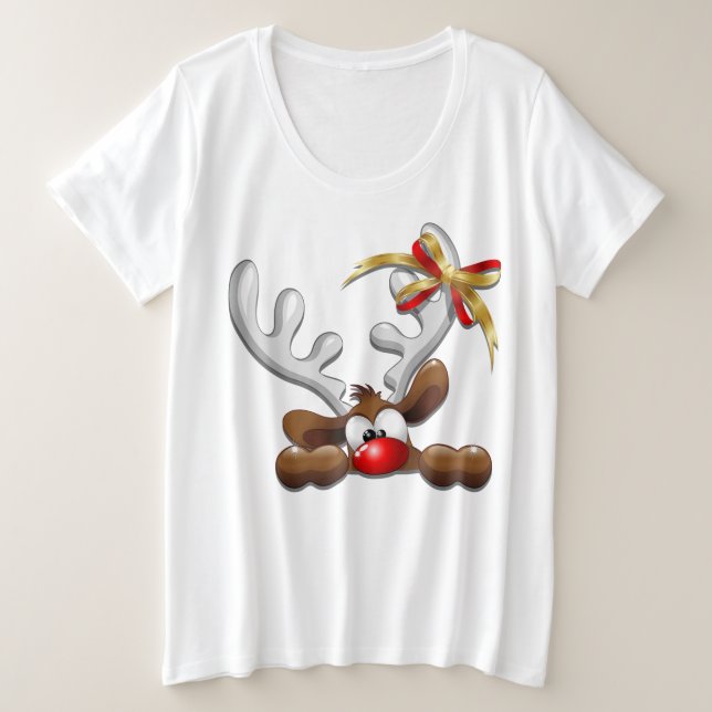 Rentier Puzzled Weihnachtsmann Große Größe T-Shirt (Design vorne)