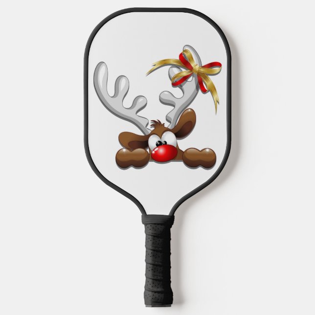 Rentier Puzzled Weihnachtsmann Pickleball Schläger (Vorderseite)