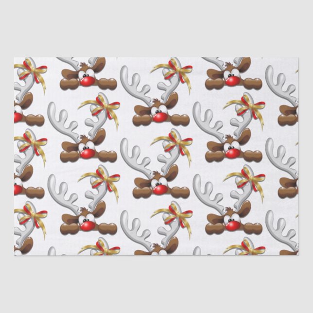 Rentier Puzzled Weihnachtsmann Seidenpapier (Vorderseite)