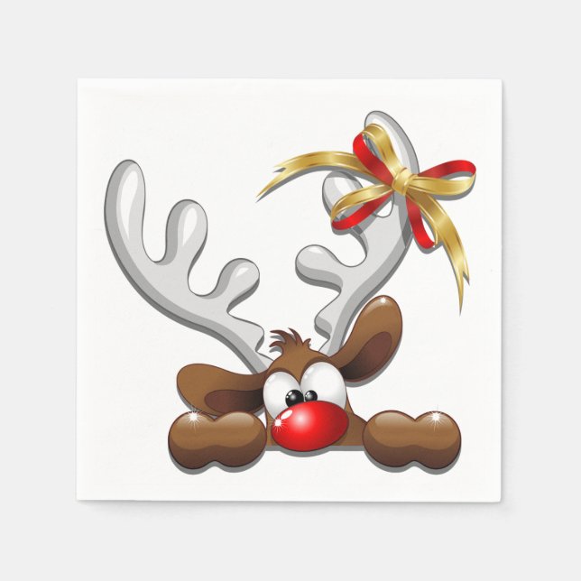 Rentier Puzzled Weihnachtsmann Serviette (Vorderseite)