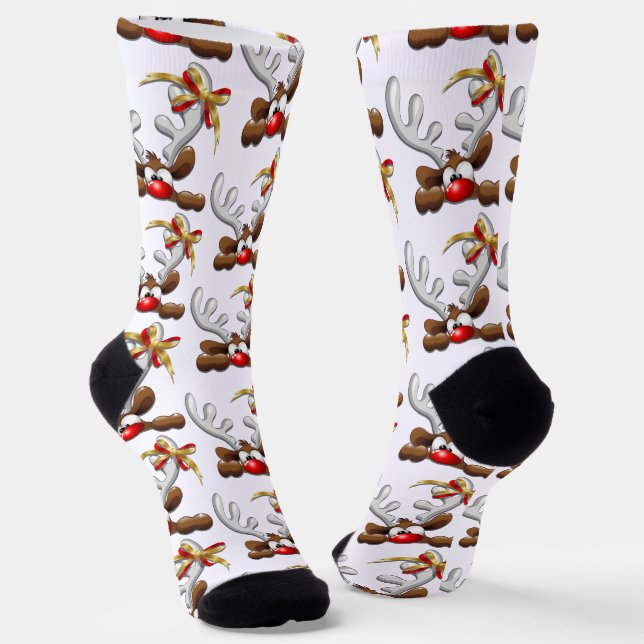 Rentier Puzzled Weihnachtsmann Socken (Gewinkelt)