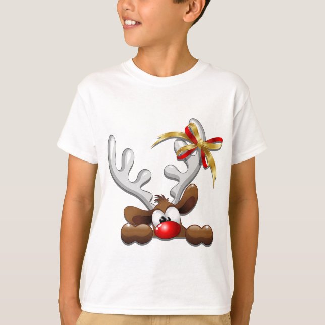 Rentier Puzzled Weihnachtsmann T-Shirt (Vorderseite)
