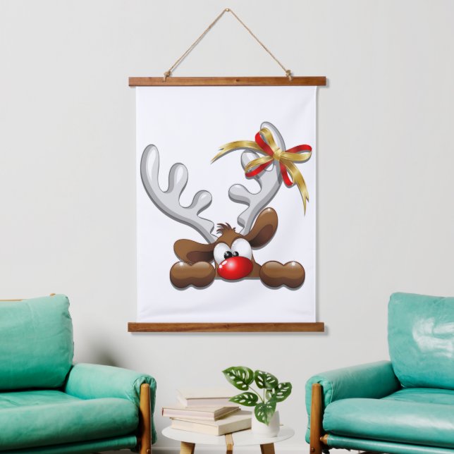 Rentier Puzzled Weihnachtsmann Wandteppich Mit Holzrahmen (Wohnzimmer)