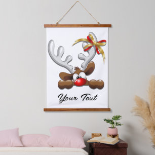 Rentier Puzzled Weihnachtsmann Wandteppich Mit Holzrahmen