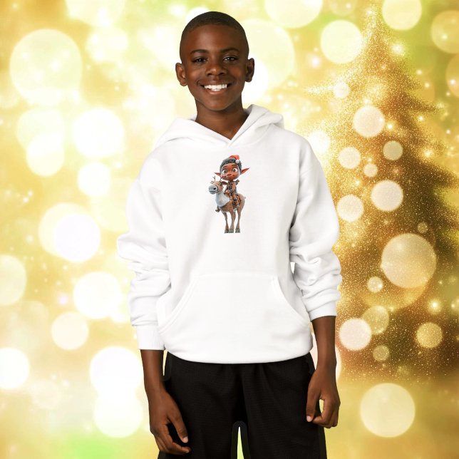 Rentier Rider Christmas Elf Boy's Hoodie (Von Creator hochgeladen)