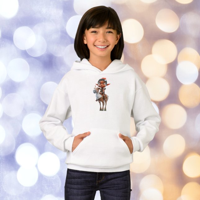 Rentier Rider Christmas Elf Girl's Hoodie (Von Creator hochgeladen)