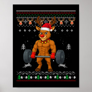 Rentier rote Nase Gainzdeer Fitnessstudio Hässlich Poster