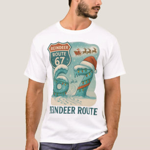 Rentier Route 67 Weihnachten und Santa Schlitten T-Shirt