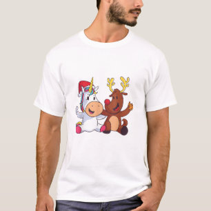 Rentier Rudolph Weihnachten Ren Rote Nase Einhorn T-Shirt